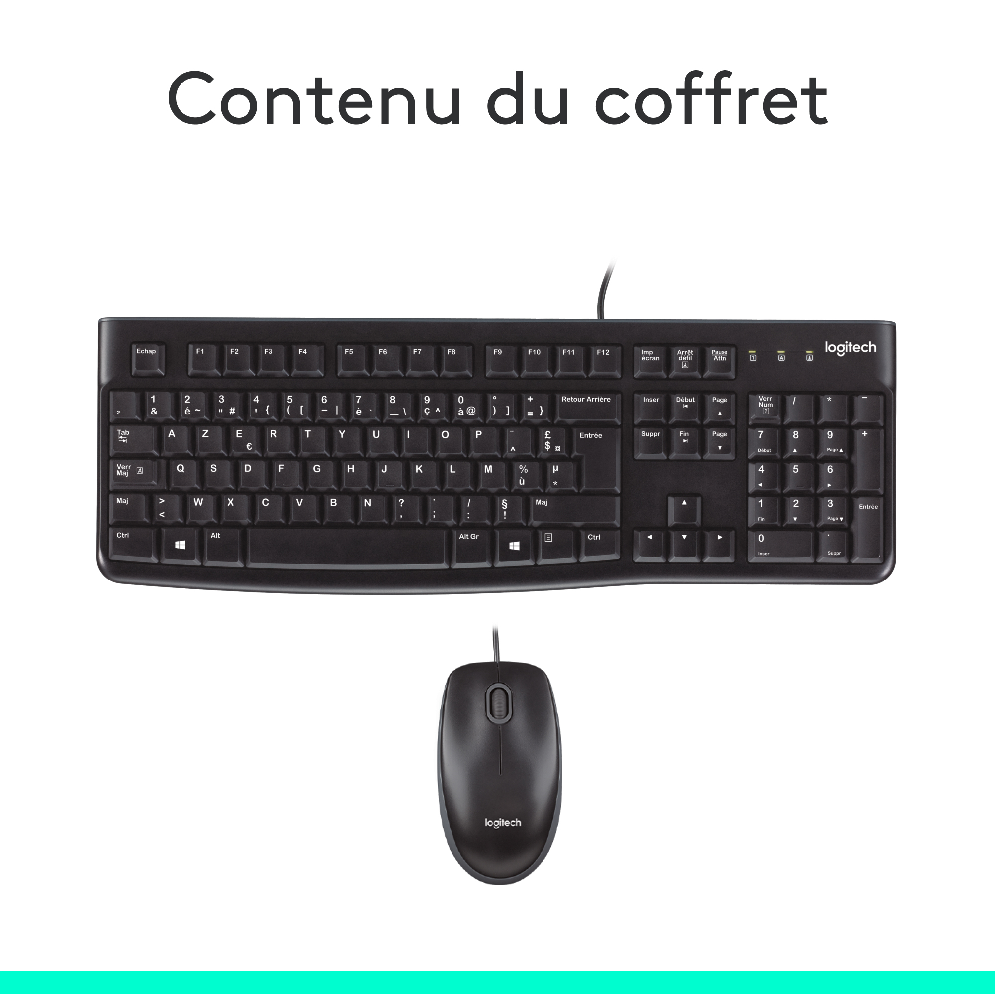 LOGITECH DESKTOP MK120 kit clavier + souris optique filaire AZERTY FR