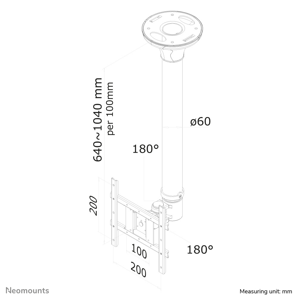 NEWSTAR FPMA-C200 support plafon ecran plat