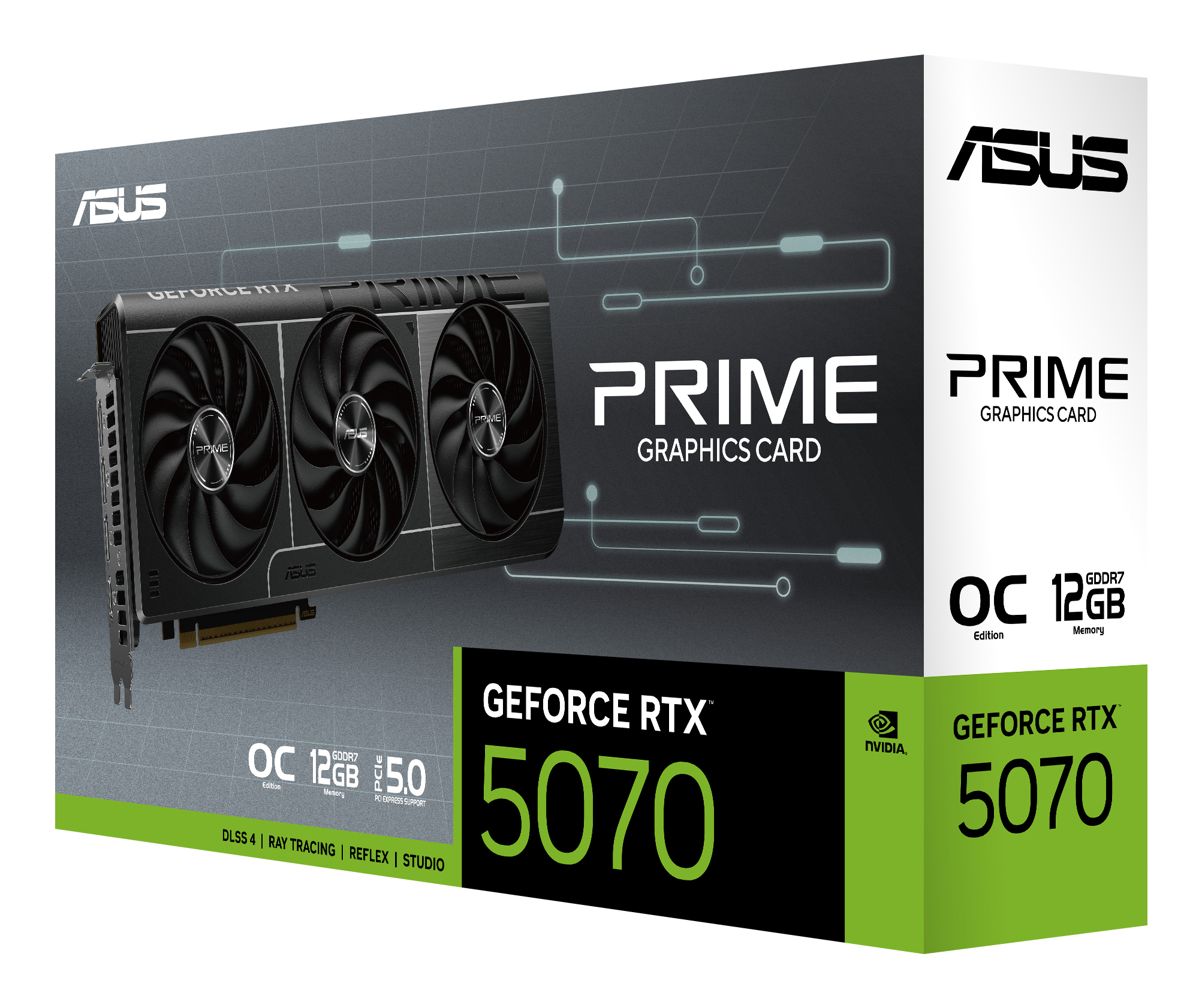 ASUS  PRIME-RTX5070-O12G  12GB GDDR7 OC EDITION  HDMI/Tri DisplayPort - DLSS 4 - PCI Express (NVIDIA GeForce RTX 5070