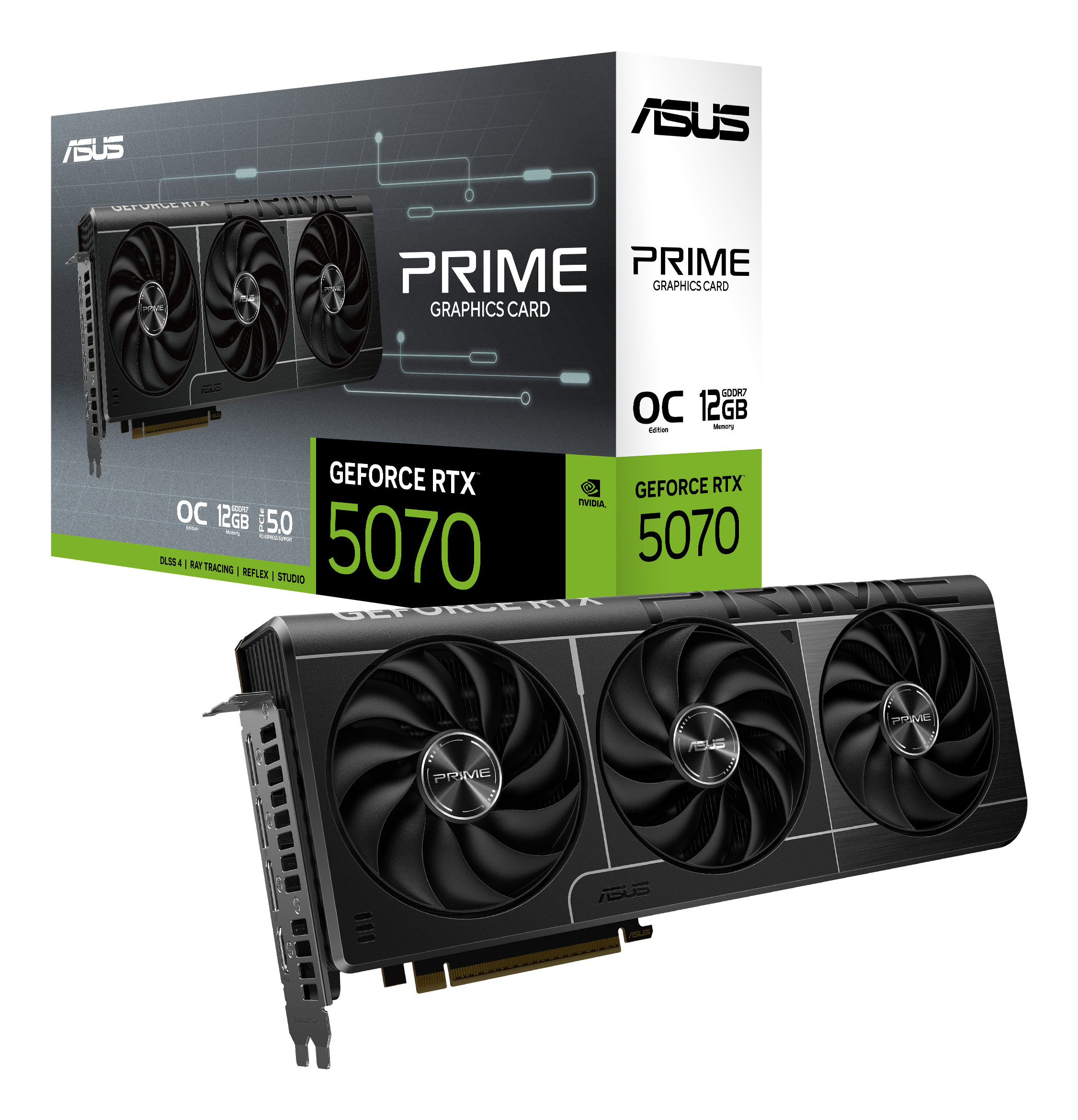 ASUS  PRIME-RTX5070-O12G  12GB GDDR7 OC EDITION  HDMI/Tri DisplayPort - DLSS 4 - PCI Express (NVIDIA GeForce RTX 5070