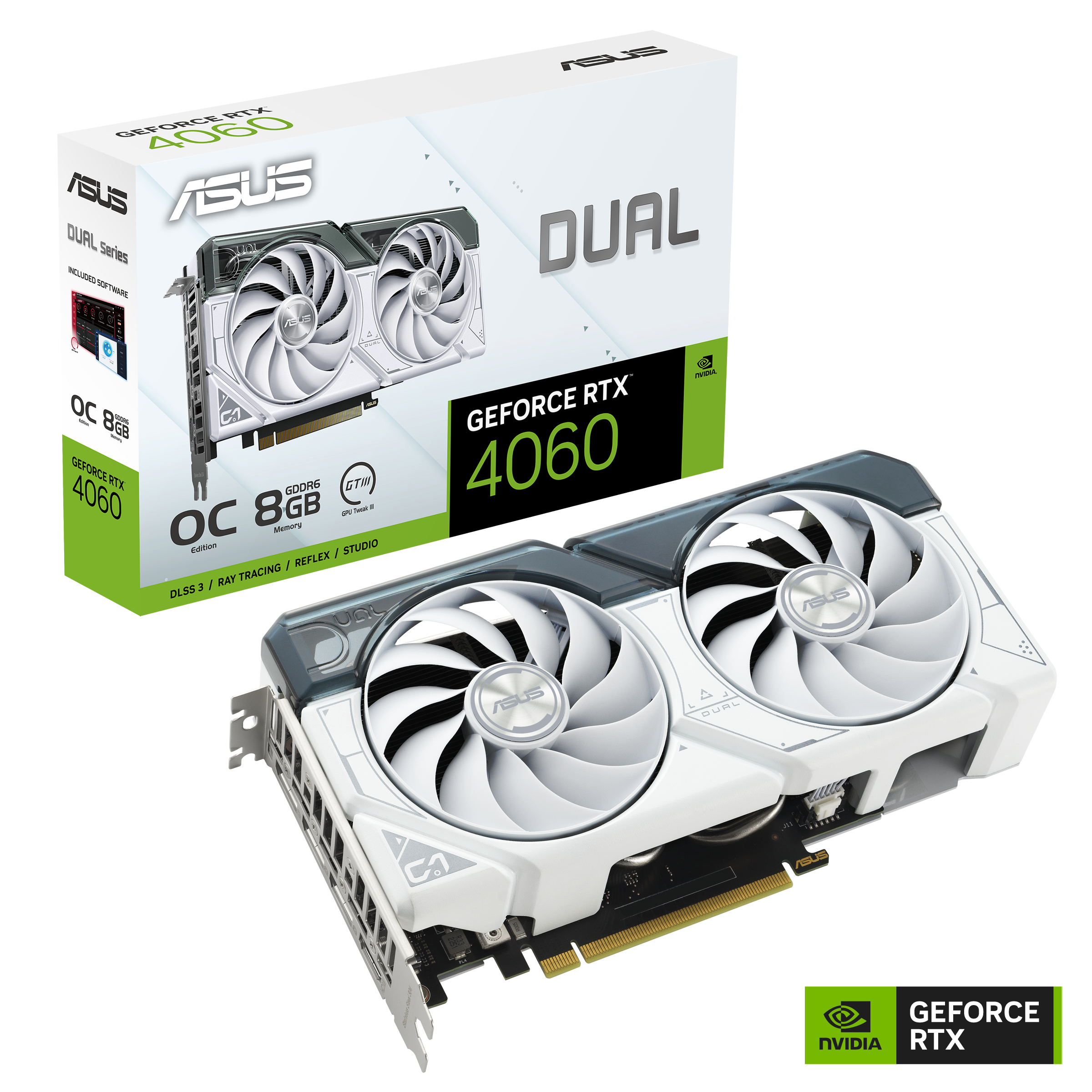 ASUS DUAL-RTX4060-O8G OC EDITION WHITE  8GB DDR6 3X DISPLAYPORT 1X HDMI